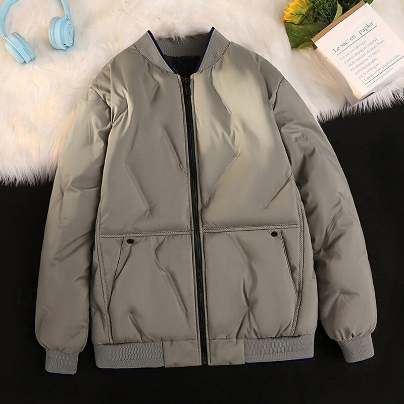 Men's Bomber Jacket Hiking Jacket Puffer Jacket Outdoor Thermal Waterproof Hiking Outfits Hiking Clothes Winter Autumn / Fall Top Camping / Hiking / Caving Running Black White Blue