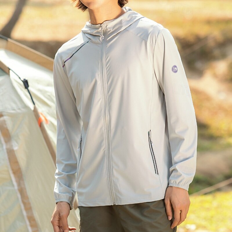 Men's Outdoor Jacket Hiking Jacket UV Protection Jacket Outdoor Sun Protection Quick Dry Hiking Outfits Hiking Clothes Summer Top Camping / Hiking / Caving Running Dark Grey Black White4
