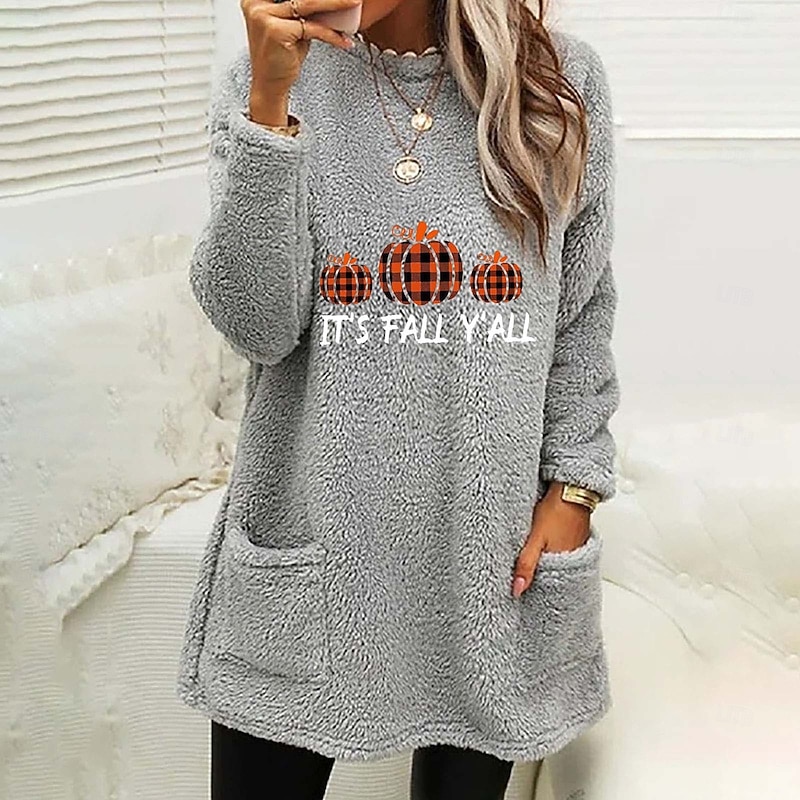 Halloween Women's Pullover Sweatshirt Warm Active Classic Long Sleeve Round Neck Long Tops White Pink Blue Gray Spring Fall Winter Spring, Fall, Winter, Summer3