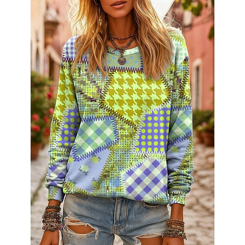 Women's 3D Print Vintage Boho Hoodie Patchwork Hoodie Sweatshirt Floral Sweatshirts Graphic Geometric Vintage Casual Street Dailywear Casual Patchwork Yellow Blue Purple Orange Spring Fall Winter4