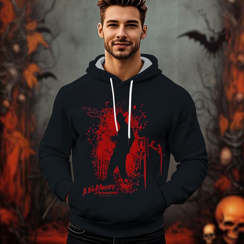 A Nightmare on Elm Street Freddy Krueger Hoodie Pullover Character Graphic For Men's Women's Unisex Adults' Halloween Carnival 3D Print Performance Party2