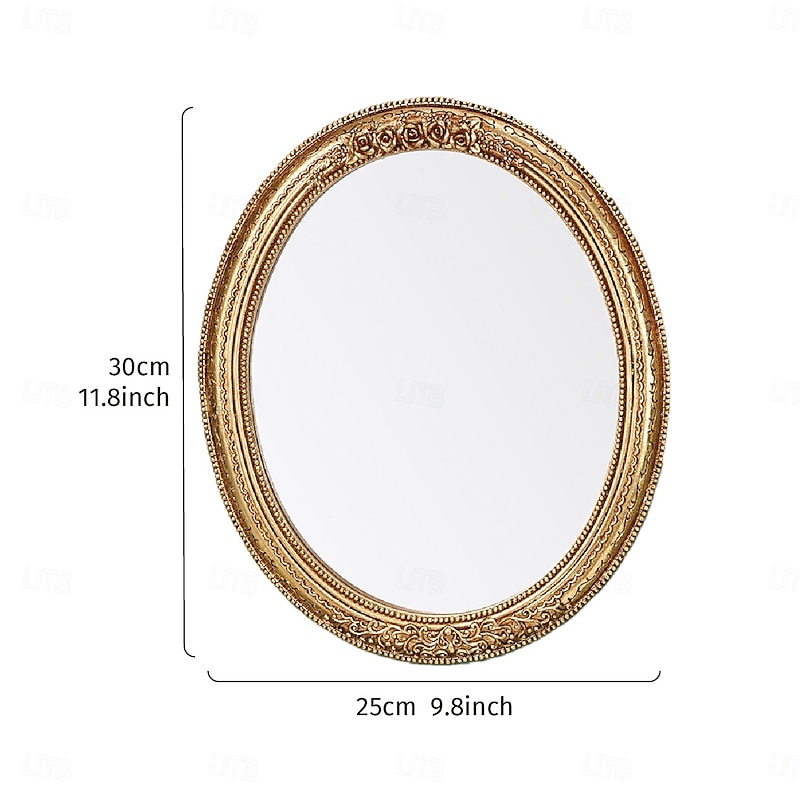 1PC A Classic Lace-patterned Oval-shaped Decorative Pendant Made of Golden Resin A Creative Makeup Mirror Suitable for Wall Decoration Makeup Table Mirror and Photography Props3