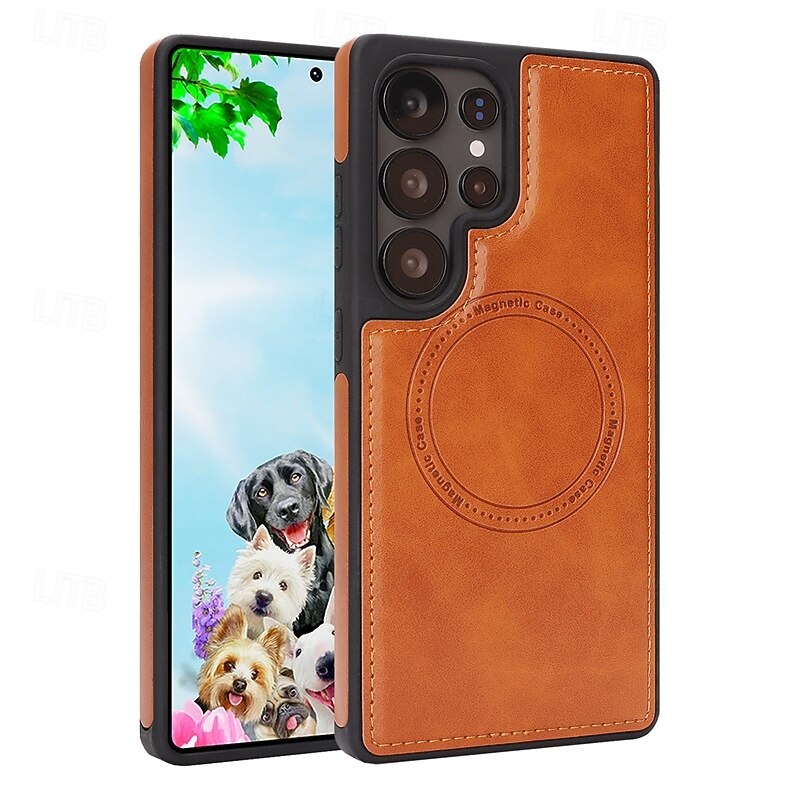 Phone Case For Samsung Galaxy S25 S25 Edge S24 Ultra Plus S24 FE Back Cover Shockproof Retro TPU PU Leather2