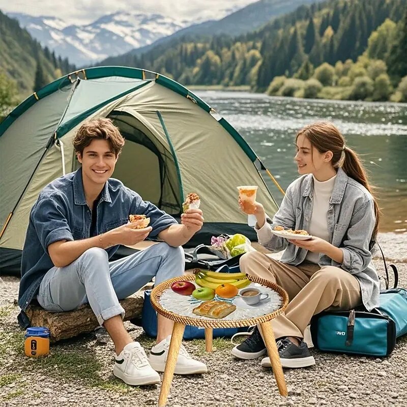 1 Piece Hand Woven Edge Table - Modern Triangular Base Edge Table Suitable for Living Rooms Terraces Offices - Compact Decorative Furniture Easy To Assemble Space Saving Design Multifunctional T