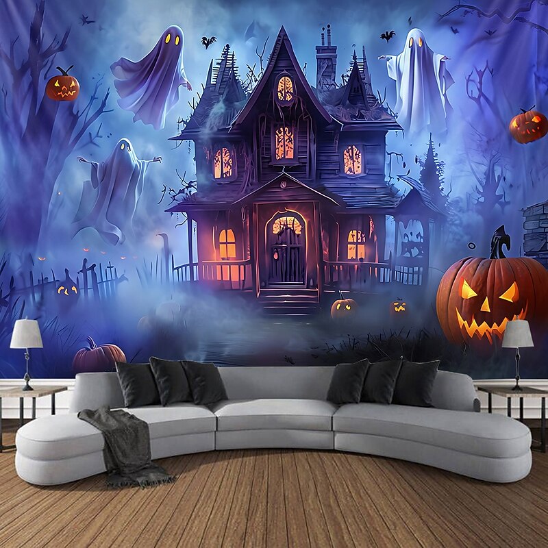Halloween Tapestry Banners Wall Hangings Pumpkin Ghost Fantasy Dark Punk Gothic Style Party Dorm Shooting Backgrounds Home Decor