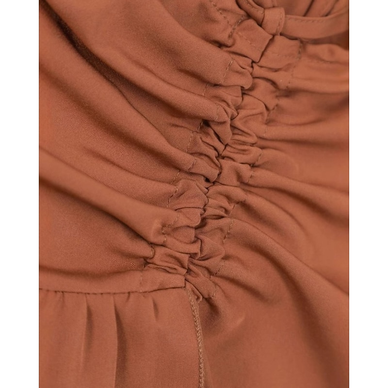 Women's Skirt Ruffle Skirt Cute Casual Maxi Mid Rise Skirts Plain Ruffle Print Micro-elastic Street Going out Wine Black Pink Fall Polyester4