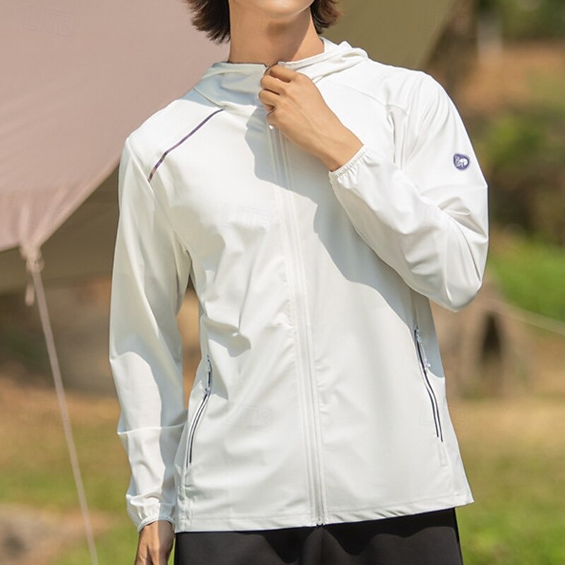 Men's Outdoor Jacket Hiking Jacket UV Protection Jacket Outdoor Sun Protection Quick Dry Hiking Outfits Hiking Clothes Summer Top Camping / Hiking / Caving Running Dark Grey Black White2