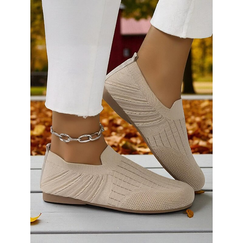 Women's Foldable Flyknit Wide Fit Loafers – Lightweight Breathable Slip-On Barefoot Flats for Travel and Daily Wear3