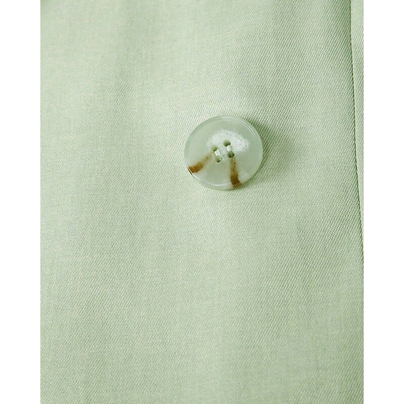 Men's Blazer Set Business Cocktail Party Wedding Party 2 Piece Fashion Casual Spring Fall Polyester Plain Pocket Buttons Comfortable Double Breasted Blazer Light Green4