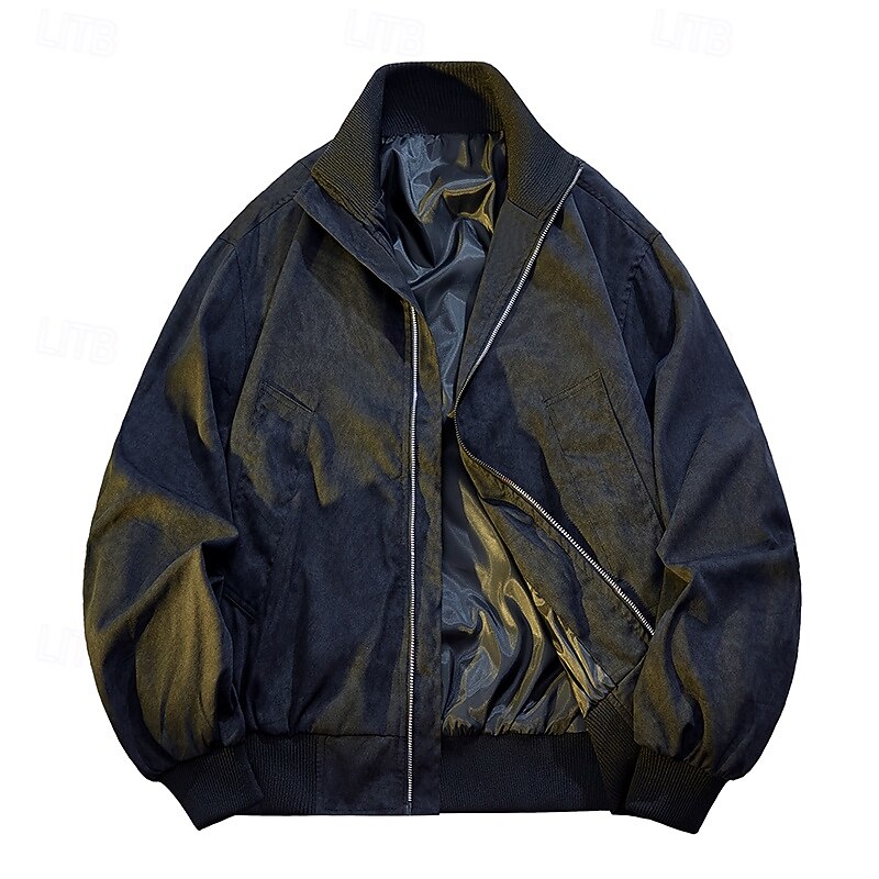 Men's Jacket Casual Jacket Outdoor Vacation Warm Zipper Pocket Fall Winter Plain Fashion Streetwear Standing Collar Regular Black Pink Brown Grey Jacket2