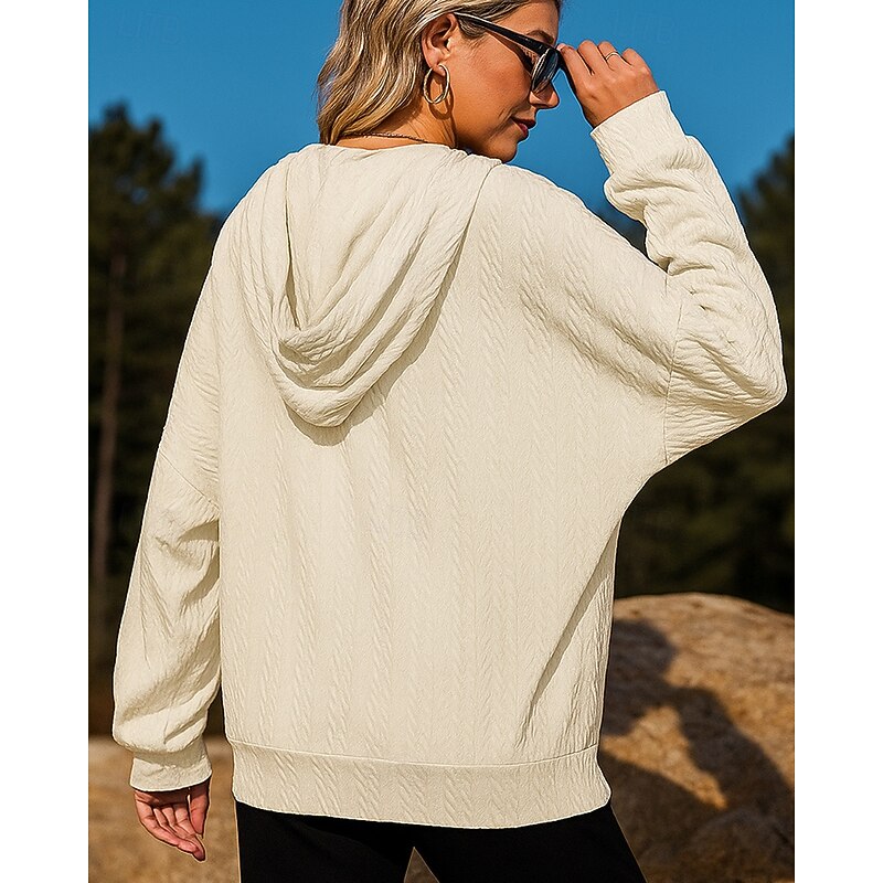 Women's Fullzipper Jacket Hooded Sweatshirt Pocket Long Sleeve Top Athleisure Fall Solid Colored Fashion Workout Outdoor Training Sportswear Activewear Black White Pink2