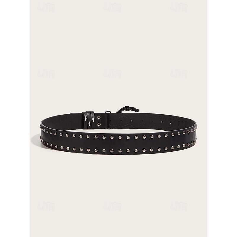 Women's Halloween Gothic Skeleton Hand Belt – Punk Rock Studded Faux Leather Waist Belt with Skull Buckle for Costume Party, Cosplay and Nightclub Outfits4