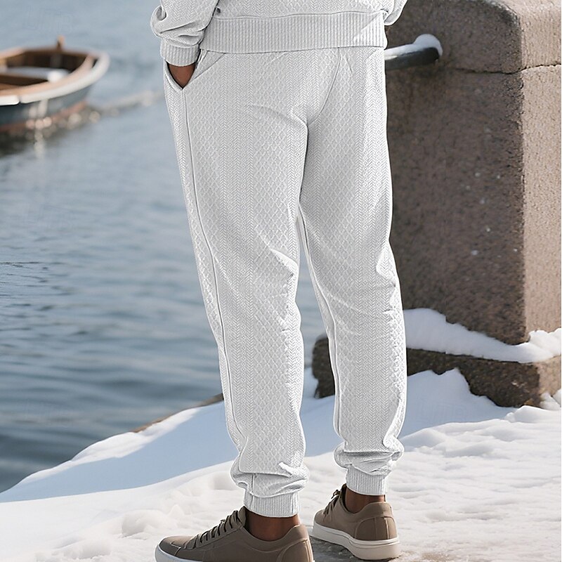 Men's Sweatpants Joggers Trousers Jacquard Drawstring Pocket Plain Comfort Sports Outdoor Daily Fashion Casual ArmyGreen Black Micro-elastic3