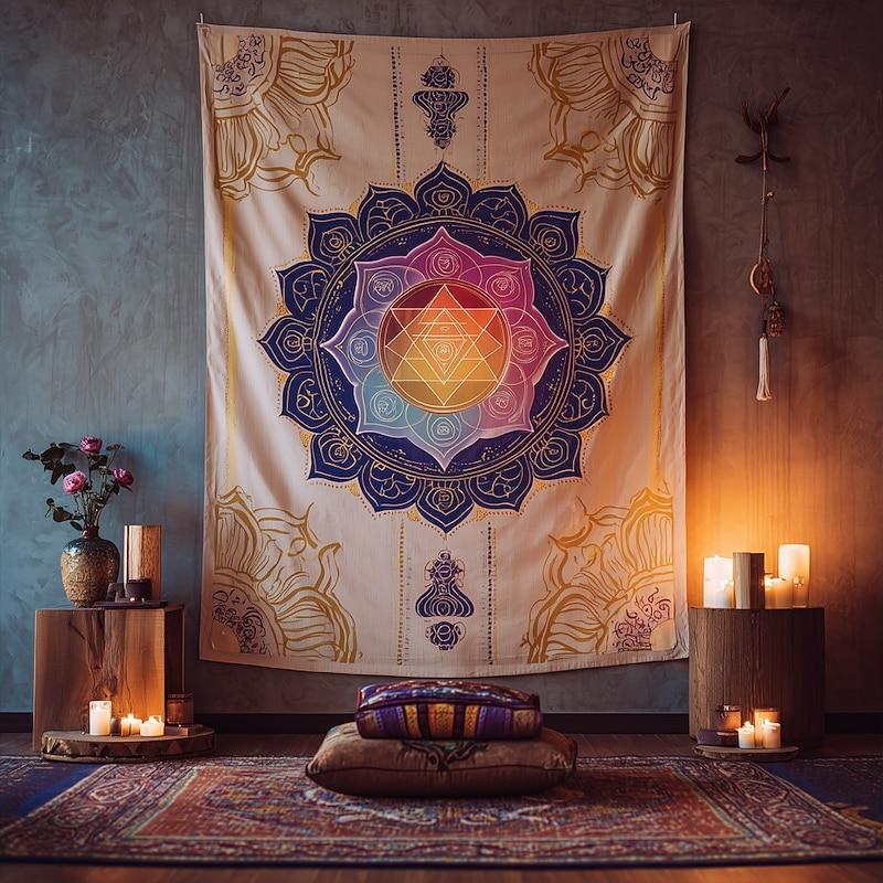 Tapestry Blanket Wall Hangings Seven Chakra Yoga Meditation Lotus Sports Bedroom Living Room Dorm Home Decor