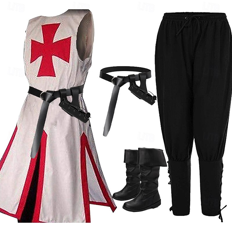 Retro Vintage Medieval 17th Century Pants Boots Waist Belt Knight Ritter Viking Crusader Fancy Dress Men's Viking Fantasy Masquerade Party / Evening Adults' Leotard / Onesie Pants Belt4