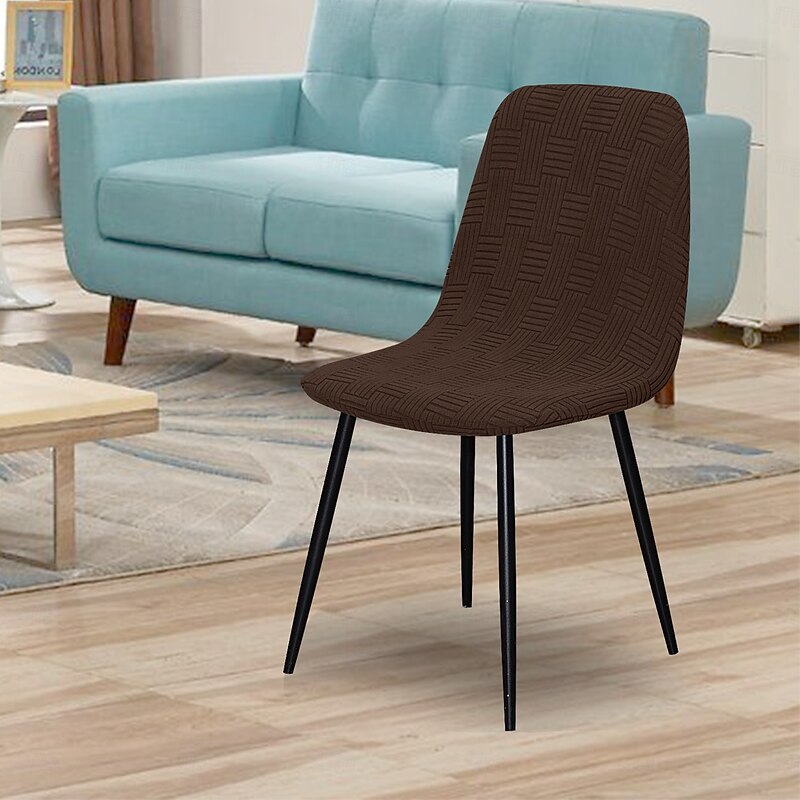 Shell Chair Cover with 5x5 Grid Design  Stretch Slipcover for Scallop Back Accent or Vanity Chairs3