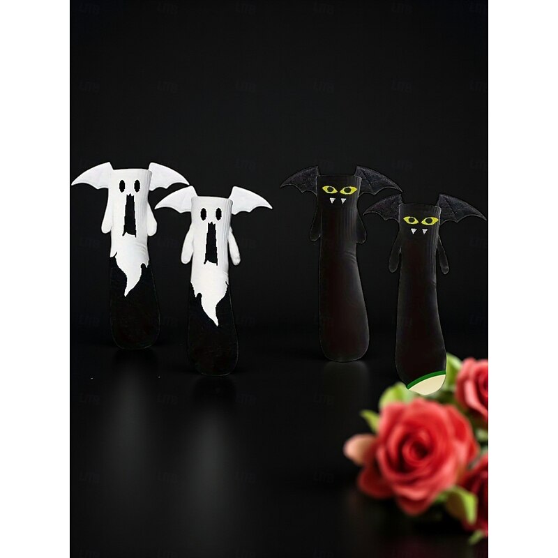 Women's Halloween Ghost and Bat Wing Novelty Socks - Fun Party Accessories for Spooky Celebrations3