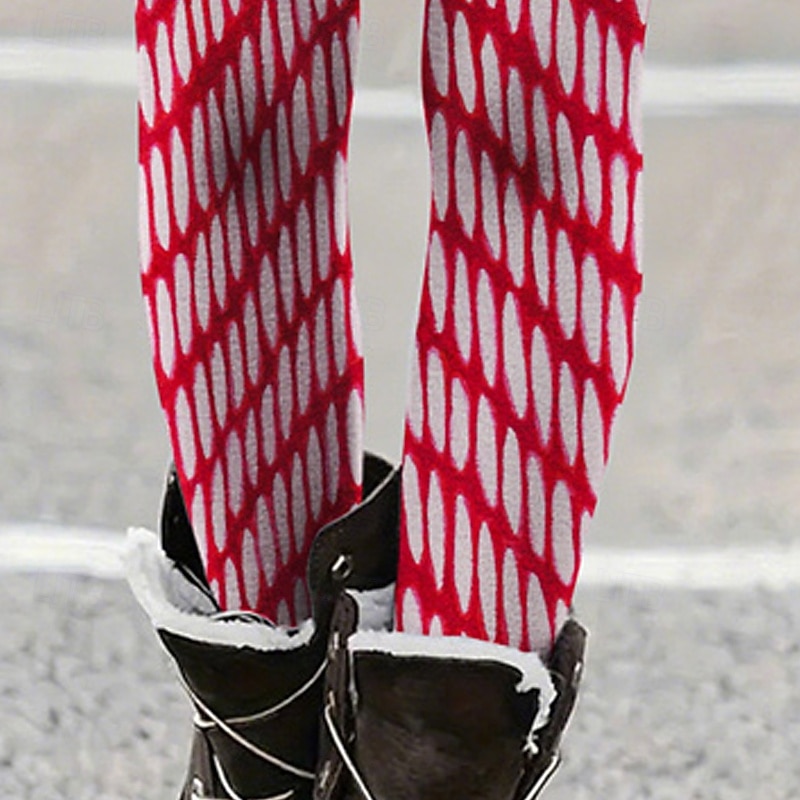 Women's Pants Trousers Leggings Cozy Leggings Streetwear Casual Full Length High Waist Geometic Elastic Waist Print Breathability Comfortable Stretchy Vacation Street Daily Wear Red Summer Spring Fall3