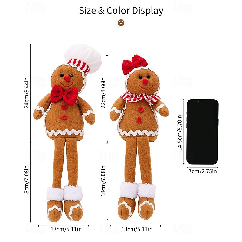 Christmas Plush Decoration Gingerbread Man Plush Doll Hanging Leg Design Christmas Cookie Man Stuffed Ornament Festive Holiday Window Display Decoration Christmas Party Home Decor Gift4