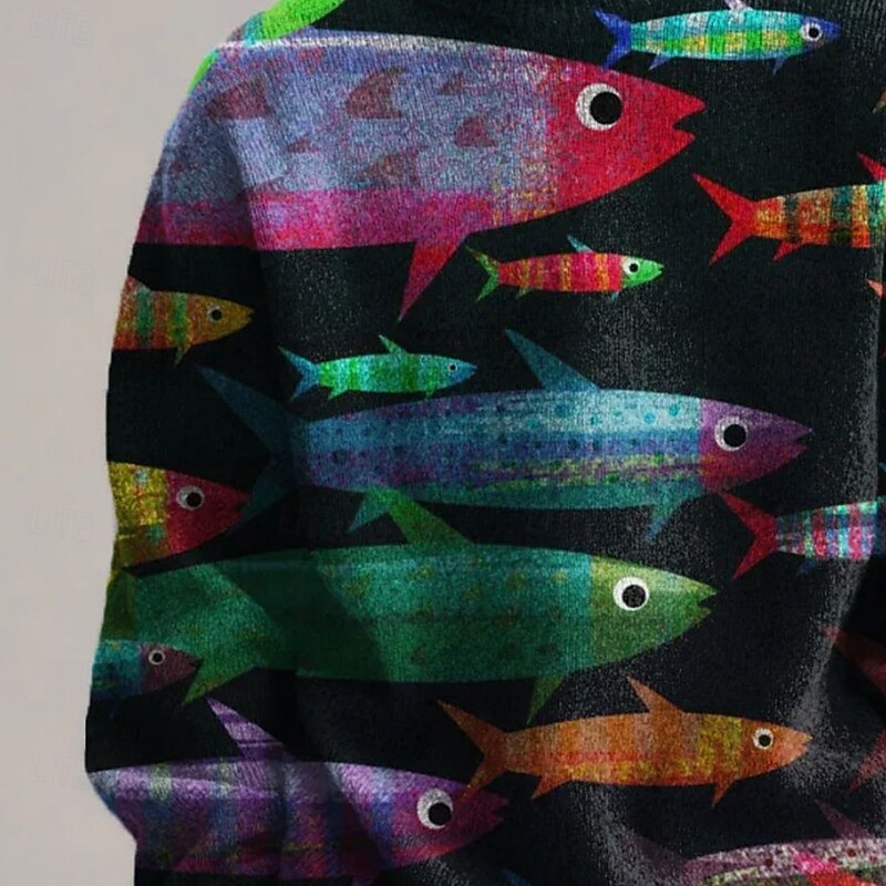 Men's Floral Animal Pullover Sweater Jumper Knitwear Crewneck Casual Vacation Home Daily 3D Print Knitting Keep Warm Long Sleeve Spring Fall Winter Black White Pink4