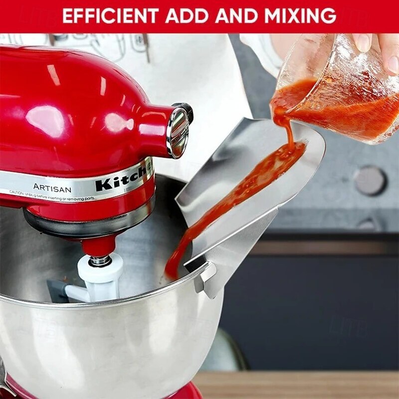 Stainless Steel Pouring Shield Stand Mixer Attachment Kitchen Guard Splatter Shield Bowl Cover Baking Accessory Mixer Compatible Tool Easy Pour Household Baking Helper4