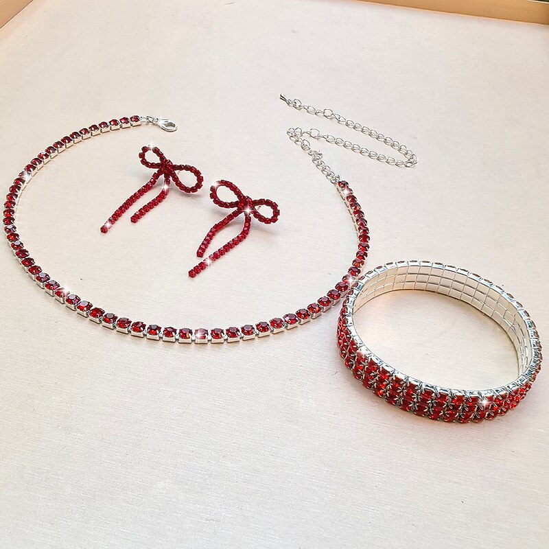 Bridal Jewelry Sets One-piece Suit Alloy Earrings Necklace Bracelets Women's Luxury Cute Geometrical Joy Geometric Jewelry Set For Party3