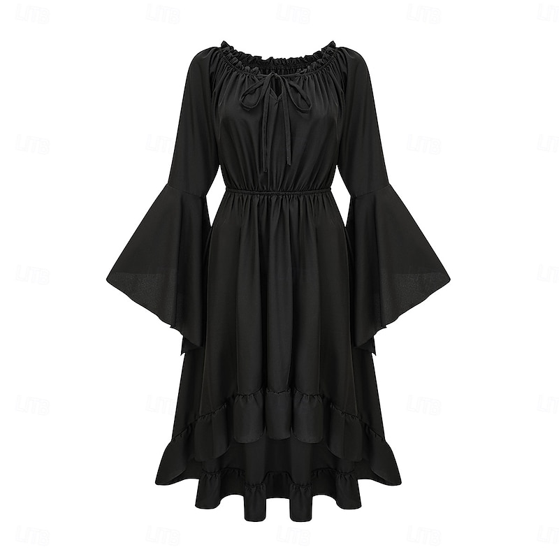 Medieval Ankle Length Dress Viking Outlander Elven Fancy Dress Women's Halloween Carnival Masquerade Party & Evening LARP Ren Faire Adults Dress All Seasons