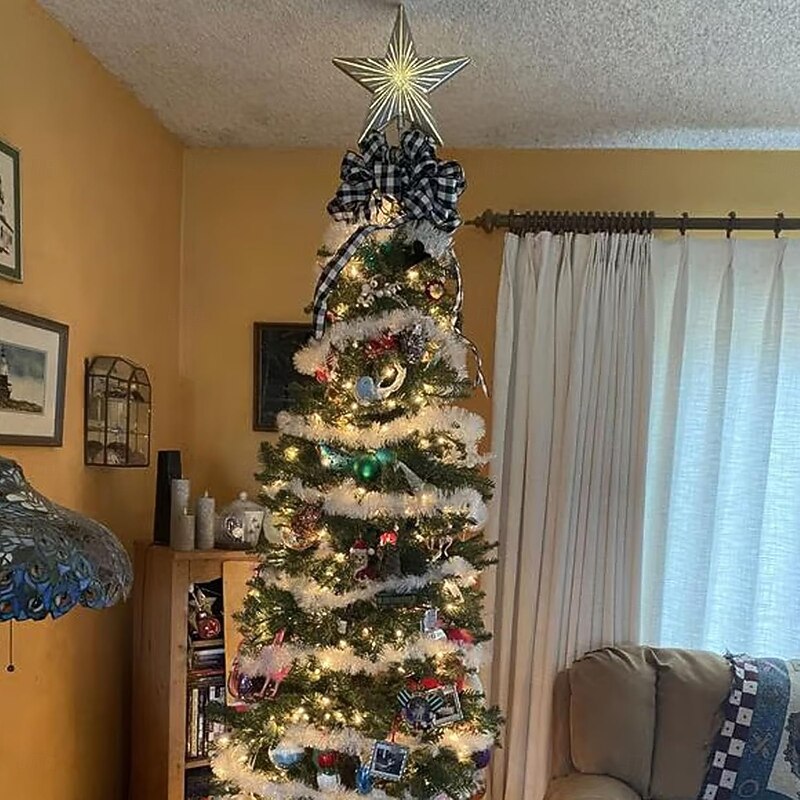 Christmas Tree Topper Starry Night Gingerbread Tree Topper 5 Point Resin Tree Top Star  Star with Auto Timer Fits All Trees Sizes Elegant Gift for Home Holiday Magic & Party Decor2