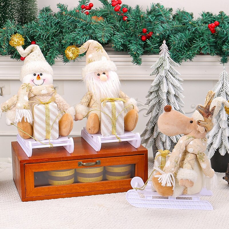 Christmas Sleigh Doll Decoration Holiday Santa Claus Reindeer Plush Window Display Festive Christmas Toy Figurine Home Party Seasonal Accessory2