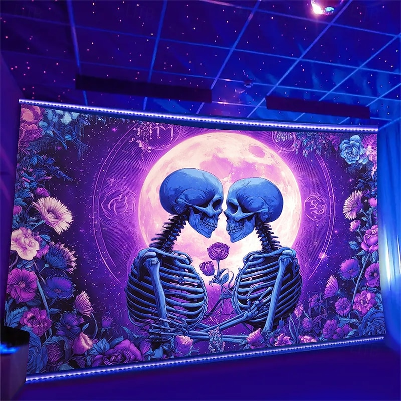 Halloween Tapestry Banners Blanket Skeleton Dark Punk Gothic Style Party Dorm Shooting Backgrounds Home Decor2