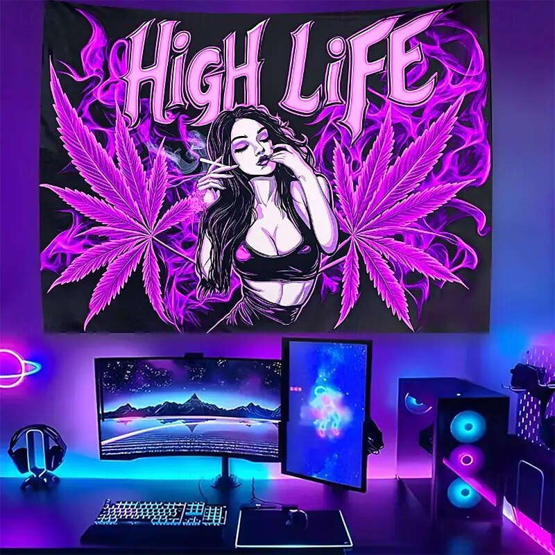 Tapestry Blanket Wall Hangings Weed Leaf Beauty Modern Hippie Mystic Bedroom Living Room Dorm Home Decor2