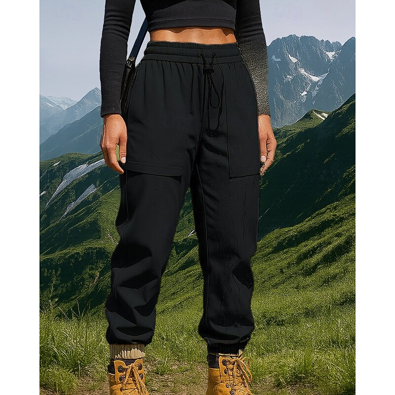 Women's Hiking Pants Trousers Casual Pants Winter Outdoor Regular Fit Waterproof Windproof Bottoms Pocket Elastic Waist Black Army Green Camping / Hiking Running S M L XL XXL4