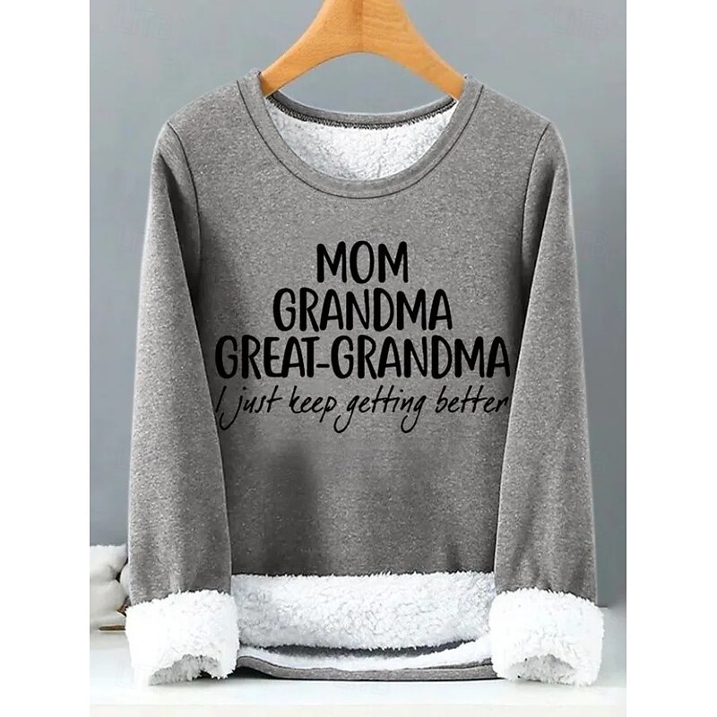 Women's Pullover Sweatshirt Letter Casual Comfrt Long Sleeve Crew Neck Round Neck Regular Tops Street Dailywear Print Black Pink Red Blue Gray Fall Winter2