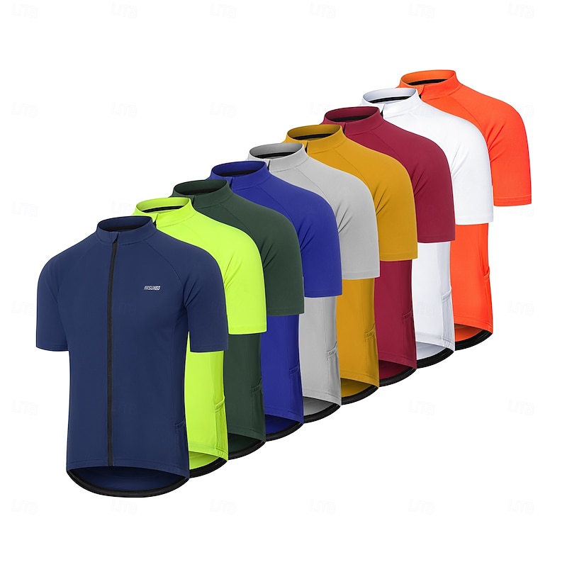 Men's Male Cycling Jersey Pure Color Short Sleeves Bike Jersey Activewear Top with 3 Rear Pockets Mountain Bike MTB Road Bike Cycling Washable Outdoor Casual / Daily Breathable Sports White Yellow Red