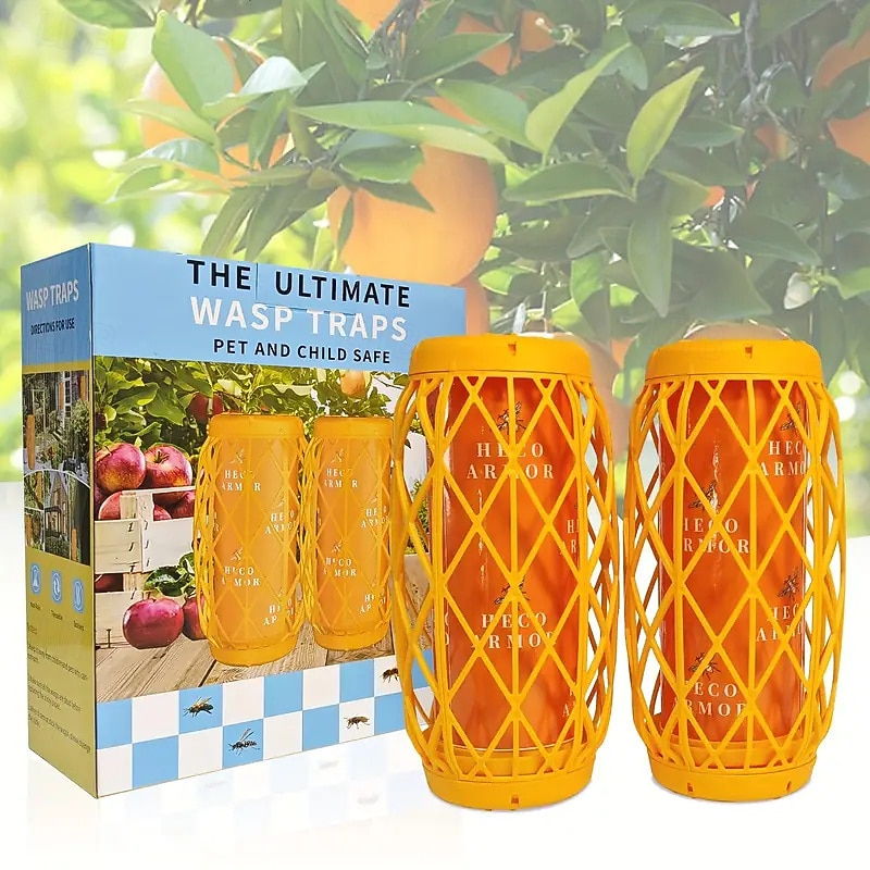 Outdoor Hanging Hornet Trap Bee Trap Orange Jacket Trap Bee Catcher Trap Sticky Insect Deterrent Killer Set 2-piece Set3