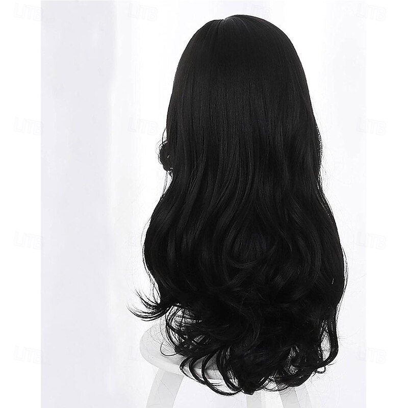 Yennefer of Vengerberg 60cm Long Black Wavy Wig Women Role Play Black Hair Cosplay Wavy Wig  Wig Cap3