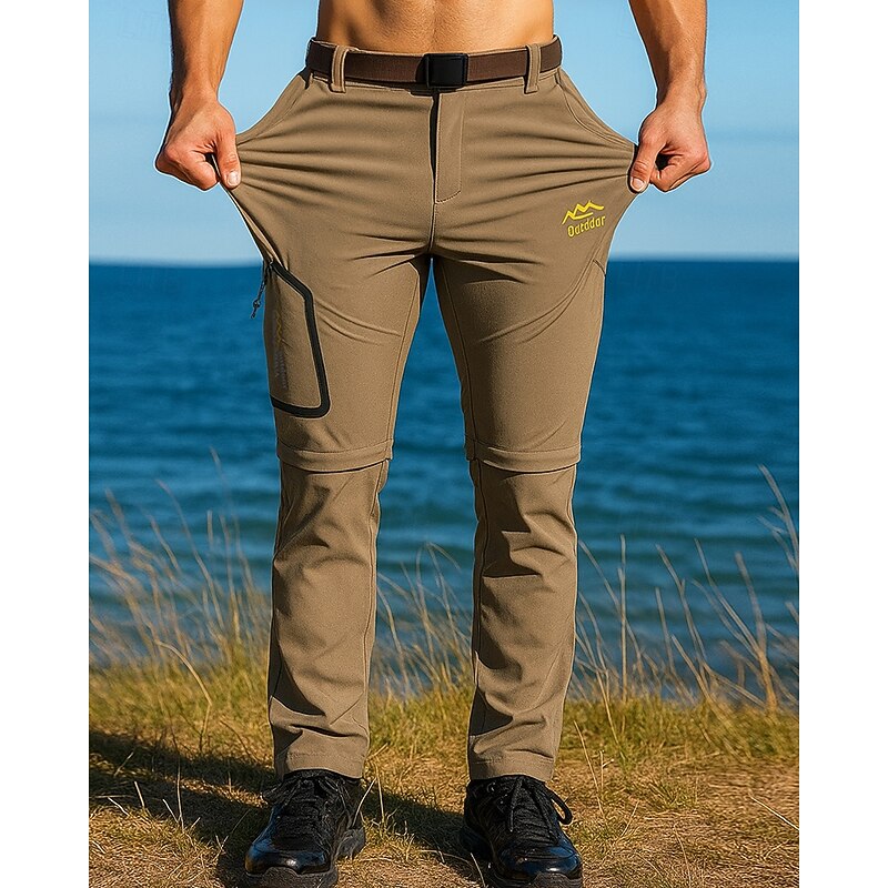 Men's Convertible Zip Off Pants Hiking Pants Trousers Softshell Pants Outdoor Regular Fit Waterproof Windproof Bottoms Pocket Dark Grey Black Camping / Hiking Running S M L XL XXL3