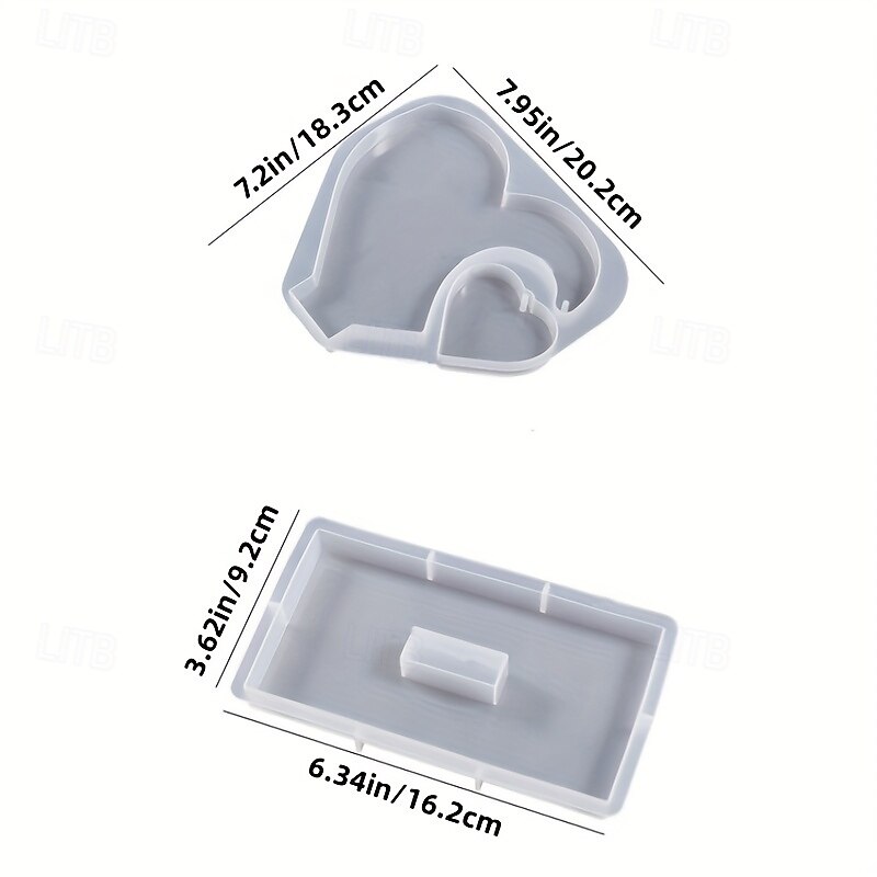 Large Heart Display Resin Silicone Casting Mold 1set, DIY Photo Heart Shape Silicone Mold for Home Decoration Wedding Ornament Graduation Souvenir4