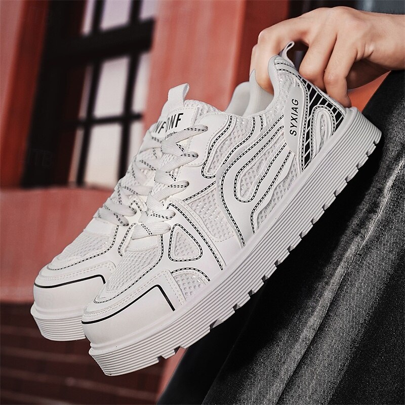 Men's White Running Sneakers – Lightweight Breathable Sports Shoes for Running, Fitness and Outdoor Activities2