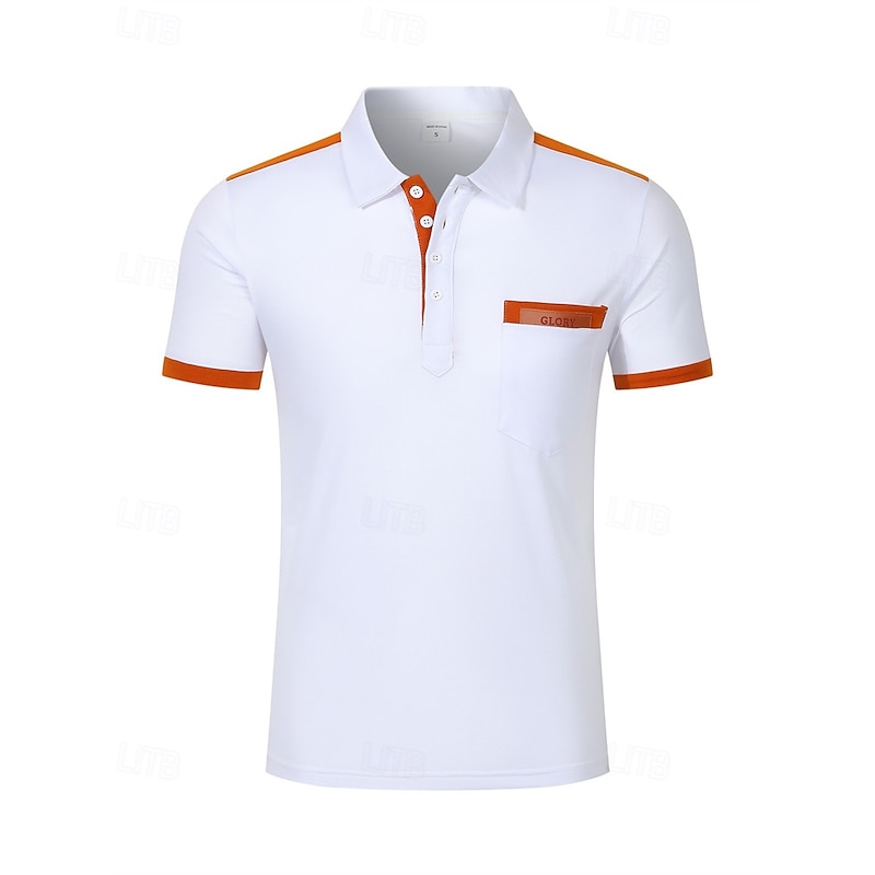 Men's Golf Shirt Golf Polos Shirts Work Casual Lapel Short Sleeve Basic Modern Color Block Patchwork Pocket Summer Spring Regular Fit White Dark Green Khaki Gray Golf Shirt2