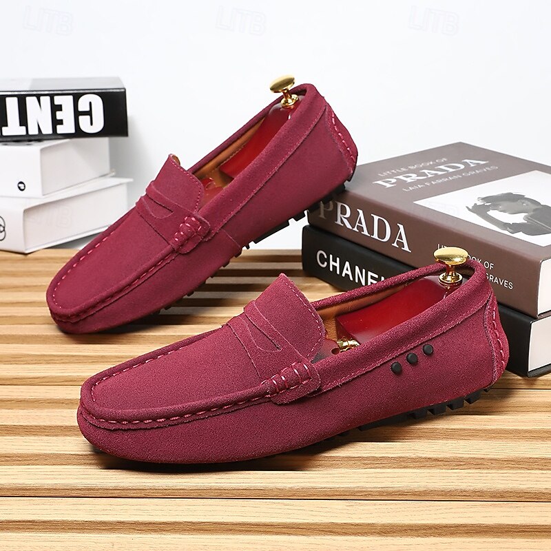 Men's Red Faux Leather Loafers Slip-On Driving Shoes, Lightweight Casual Moccasins for Work, Travel and Everyday Wear4