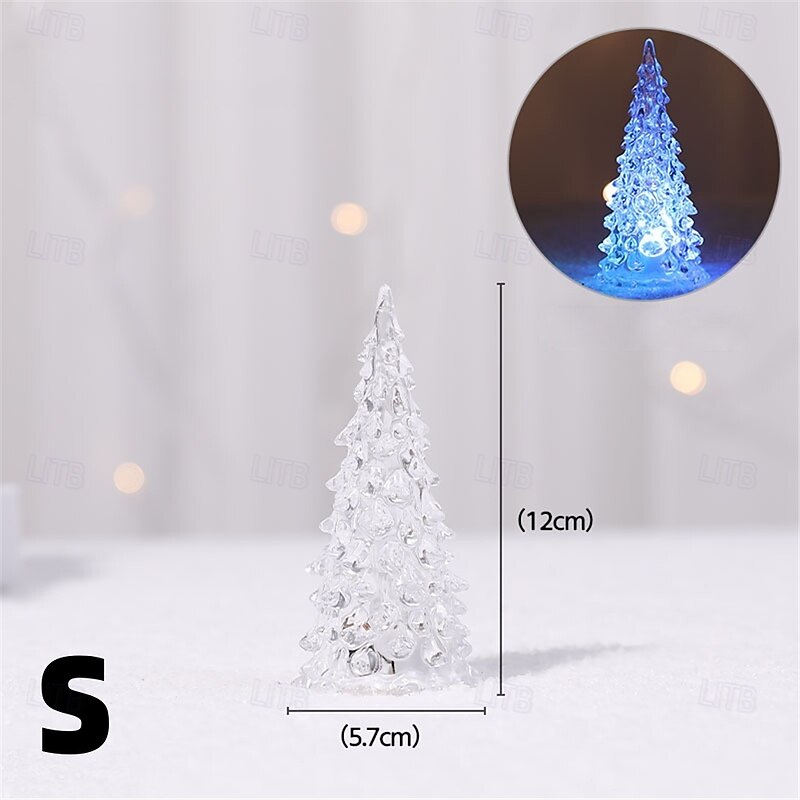 Colorful Acrylic Christmas Tree Christmas Gift Iceberg Ice Cone Light Led Light Desktop Night Light Decoration Holiday Party Wedding Decoration Light  Button Battery Powered 1PC4