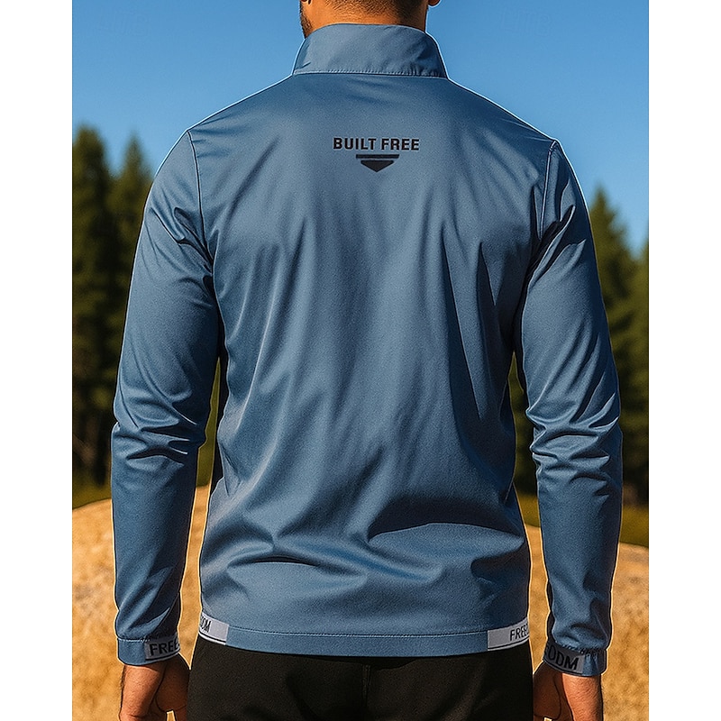 Men's Outdoor Jacket Pocket Long Sleeve Top Athleisure Fall Solid Colored Sun Protection Lightweight Workout Outdoor Training Sportswear Activewear White Blue Gray2