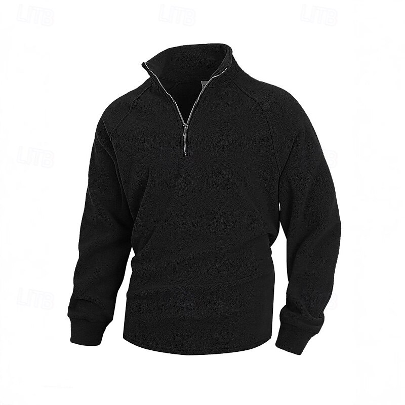 Men's Sweatshirt Fleece Sweatshirt Pullover Quarter Zip Sweatshirt Black Army Green Blue Dark Gray High Neck Plain Zip Up Sports & Outdoor Casual Daily Streetwear Cool Sportswear Winter Spring &  Fall3