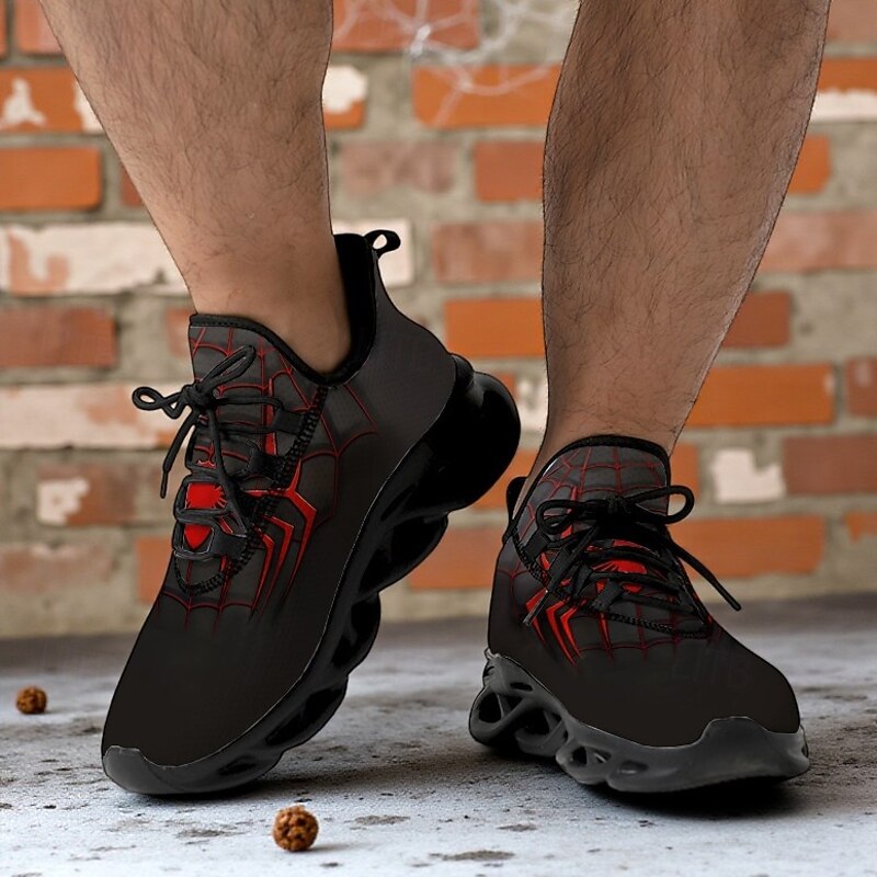 Men's Spider Web Running Shoes – Lightweight Breathable Athletic Sneakers for Halloween, Sports, Gym and Casual Outfits3