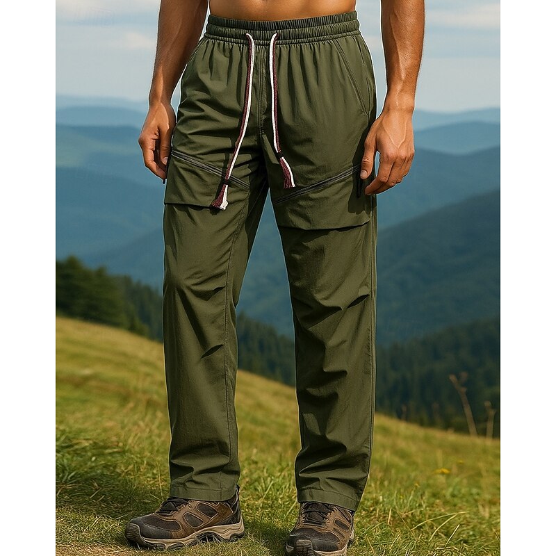 Men's Convertible Zip Off Pants Hiking Pants Trousers Softshell Pants Outdoor Regular Fit Waterproof Windproof Bottoms Pocket Black Army Green Camping / Hiking Running S M L XL XXL2