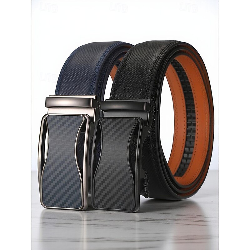 Men's carbon fiber leather belt with gold buckle - Adjustable, Stylish belt suitable for casual and formal occasions3