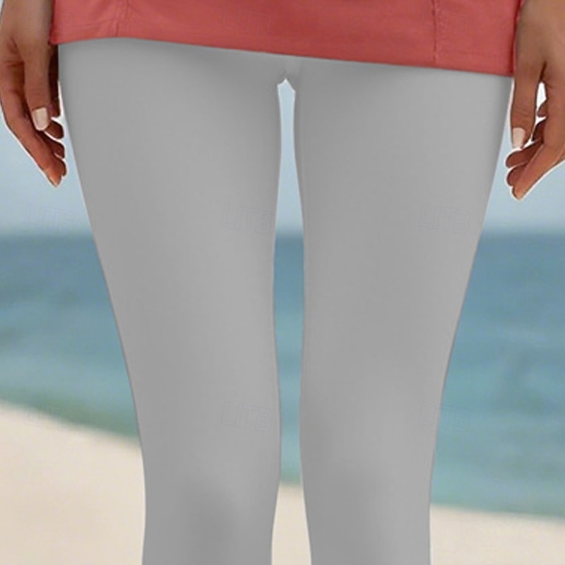 Women's Pants Trousers Leggings Cozy Leggings Streetwear Casual Full Length High Waist Tree Elastic Waist Print Breathability Comfortable Stretchy Vacation Street Daily Wear Gray Summer Spring Fall2