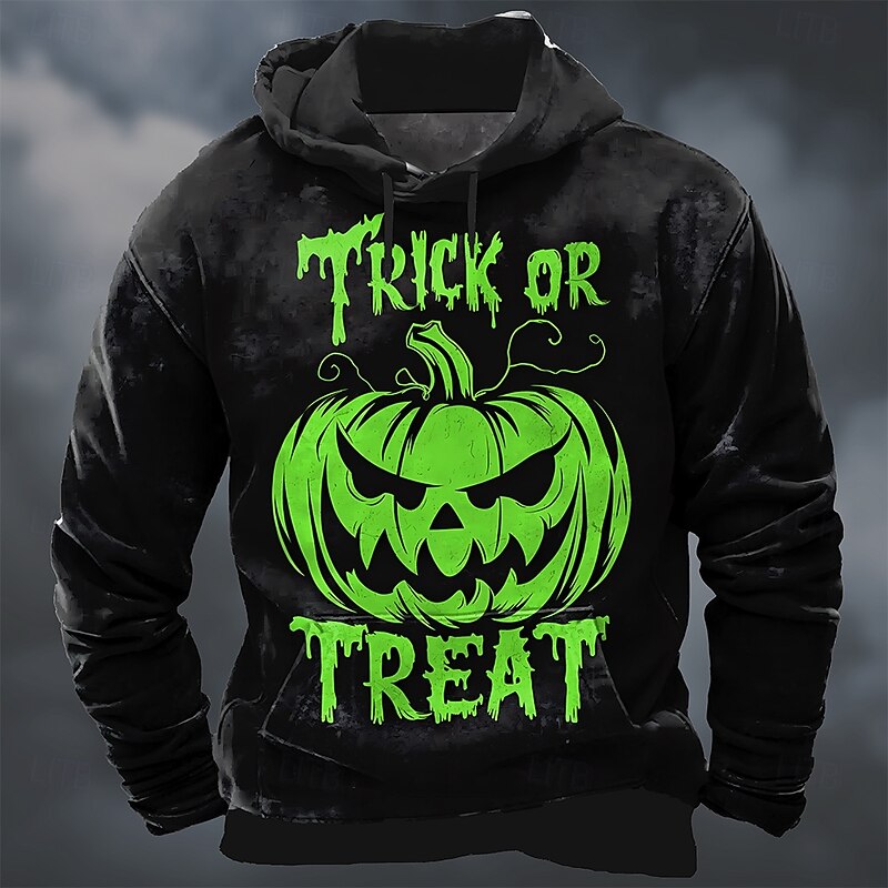 Halloween Men's Pumpkin Hoodie Sweatshirt Punk Exaggerated Long Sleeve Crew Neck Club Streetwear Purple Orange Drawstring Fall Winter Designer2