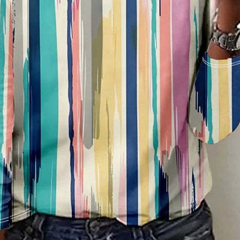 Women's T Shirt Color Block Casual Long Sleeve Round Neck Regular Tops Daily Going out Weekend Beige Summer2